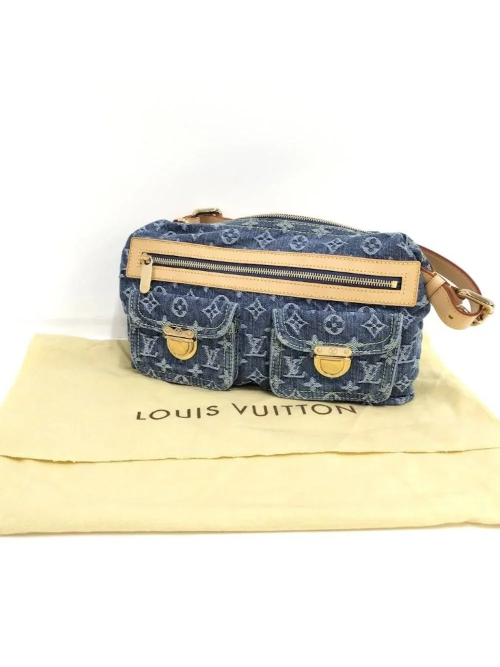 Louis Vuitton Buggy PM Handbag Monogram Denim Blue